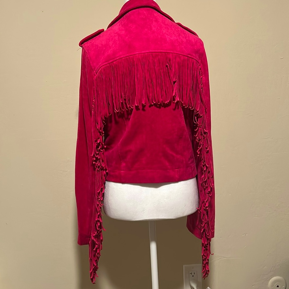 Orchid Suede Fringe Moto Jacket, Blackmilk Size 8 - Picture 7 of 8